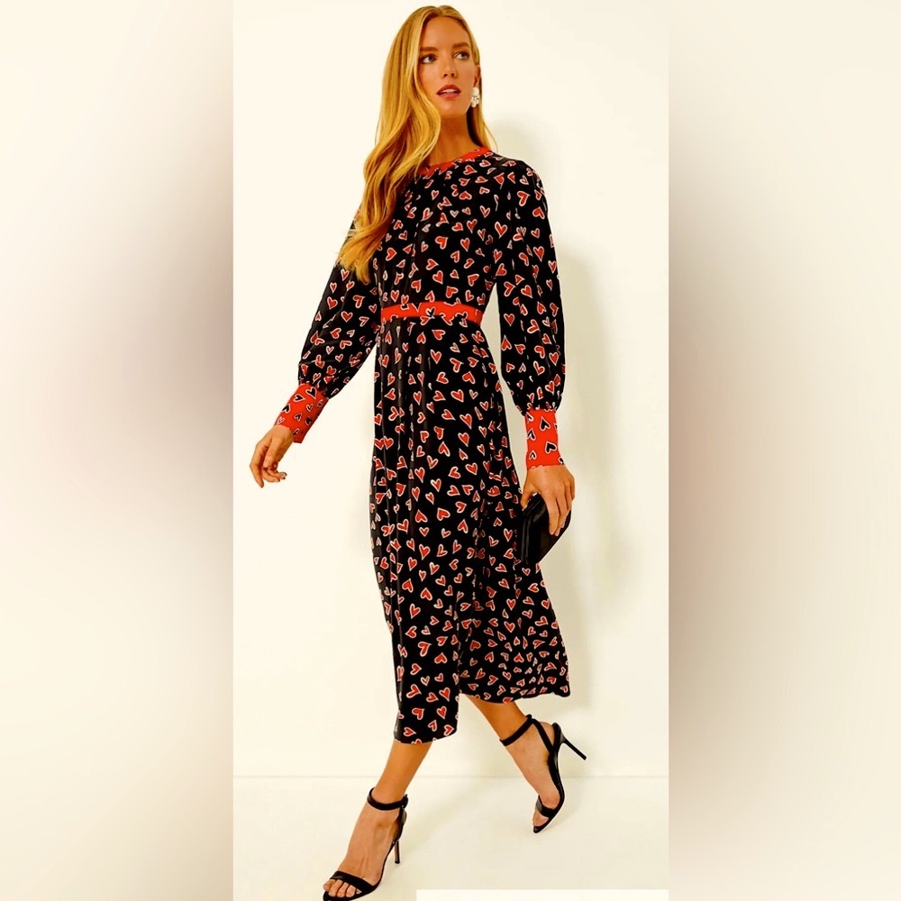 Hunter Bell Casper Dress in Onyx Hearts. NWT